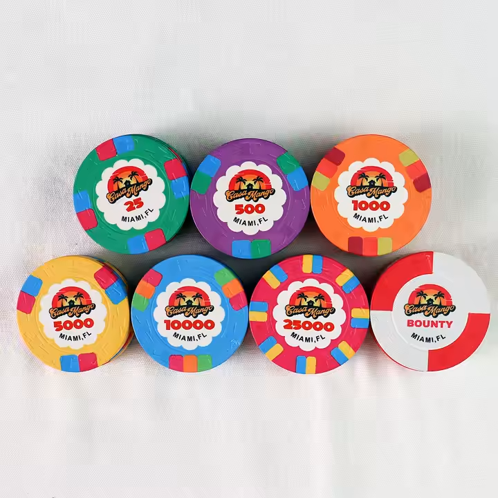 Custom 39mm TOP HAT and CANE mold Clay Ceramic Poker Chips MIN QTY. 500
