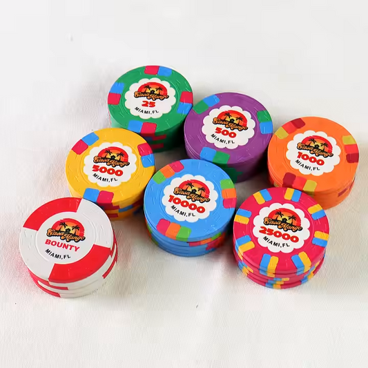 Custom 39mm TOP HAT and CANE mold Clay Ceramic Poker Chips MIN QTY. 500